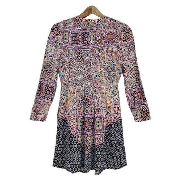 Anthropologie Maeve Sleeved Amethyst Smocked Button Up Bodice Dress Boho Fall SP - Picture 2 of 12